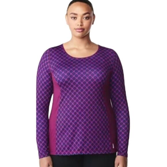 LANDS' END active top long sleeve purple performance tee L - Picture 1 of 10